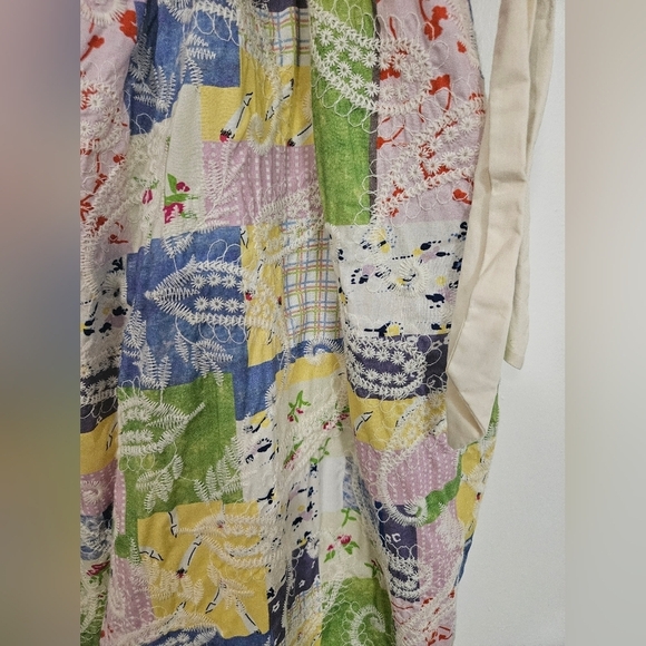 AUREUM Patchwork Embroidered Midi Dress In Cream Multi In Green - Picture 4 of 6